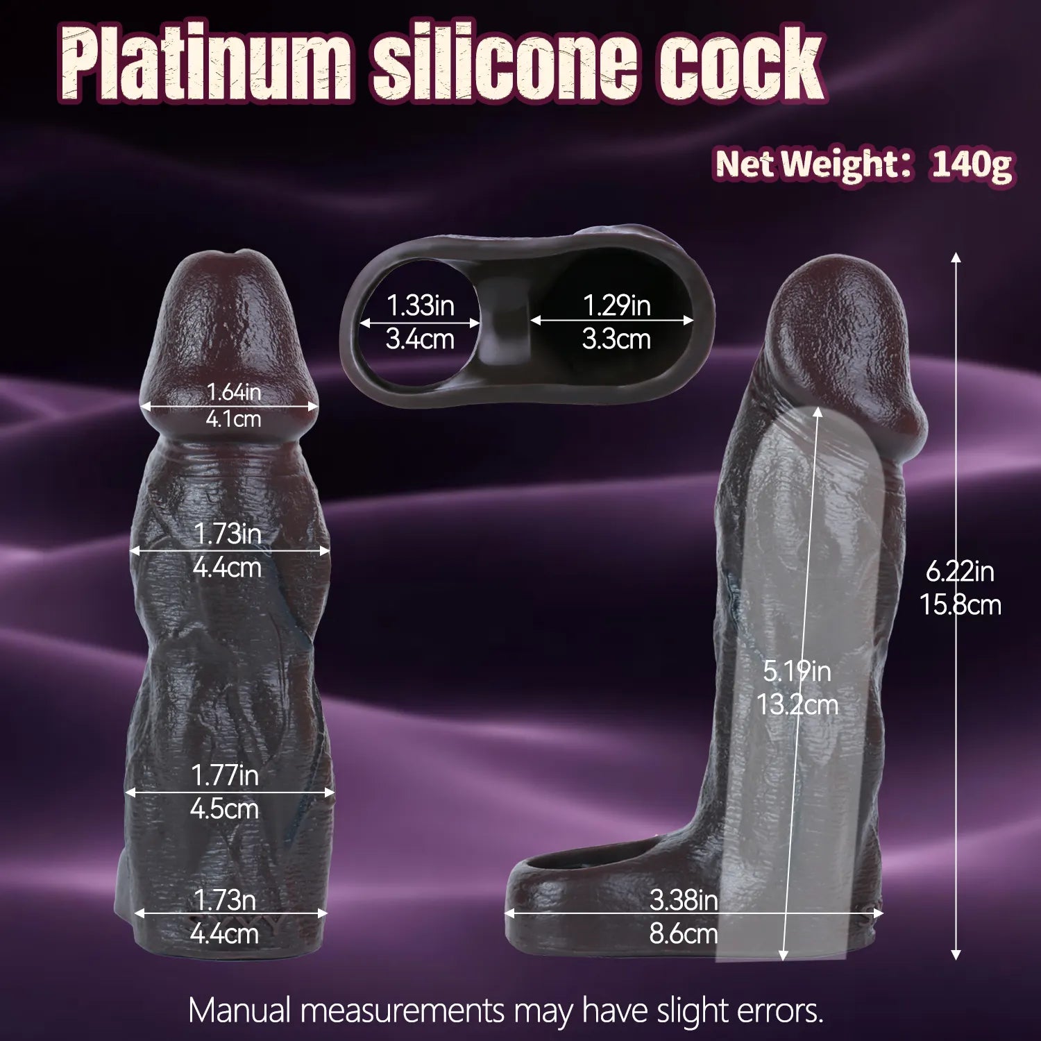 Marvin 6.2" Γ 1.7" Black Realistic Penis Sleeve