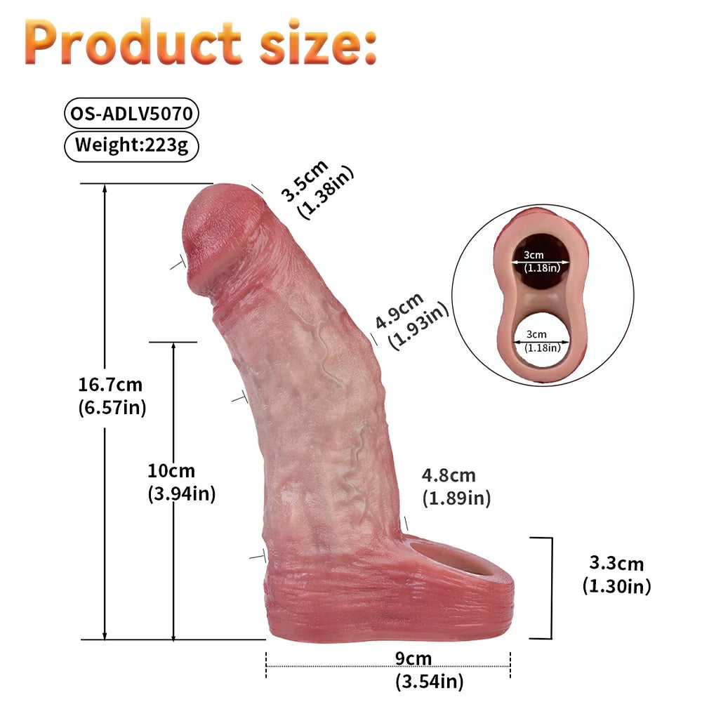 Noah 6.6"Γ1.9" Realistic Thick Vibrating Penis Sleeve