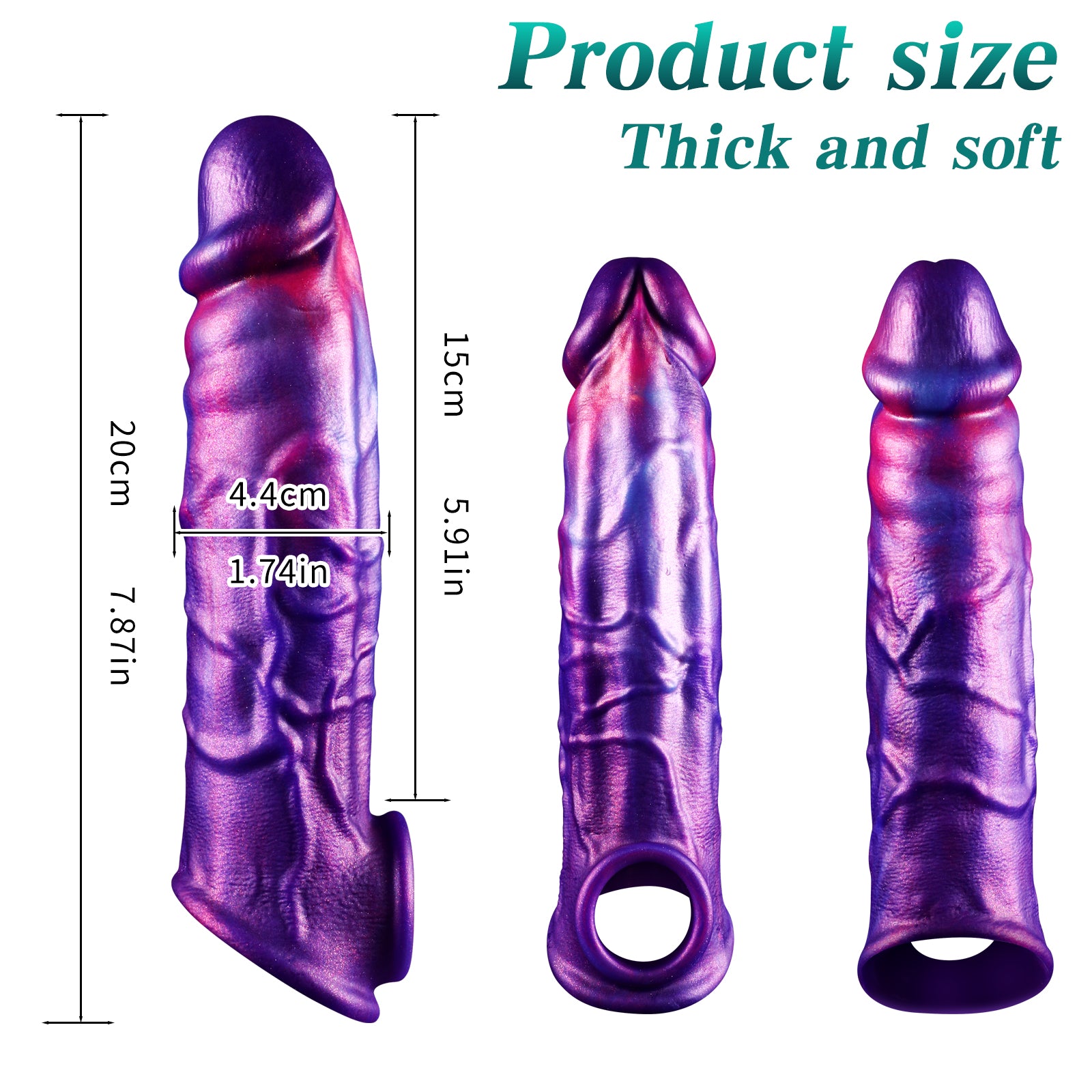 Beau 7.8" x 1.7" Purple Fantasy Couples’ Sleeve - Premium Textured