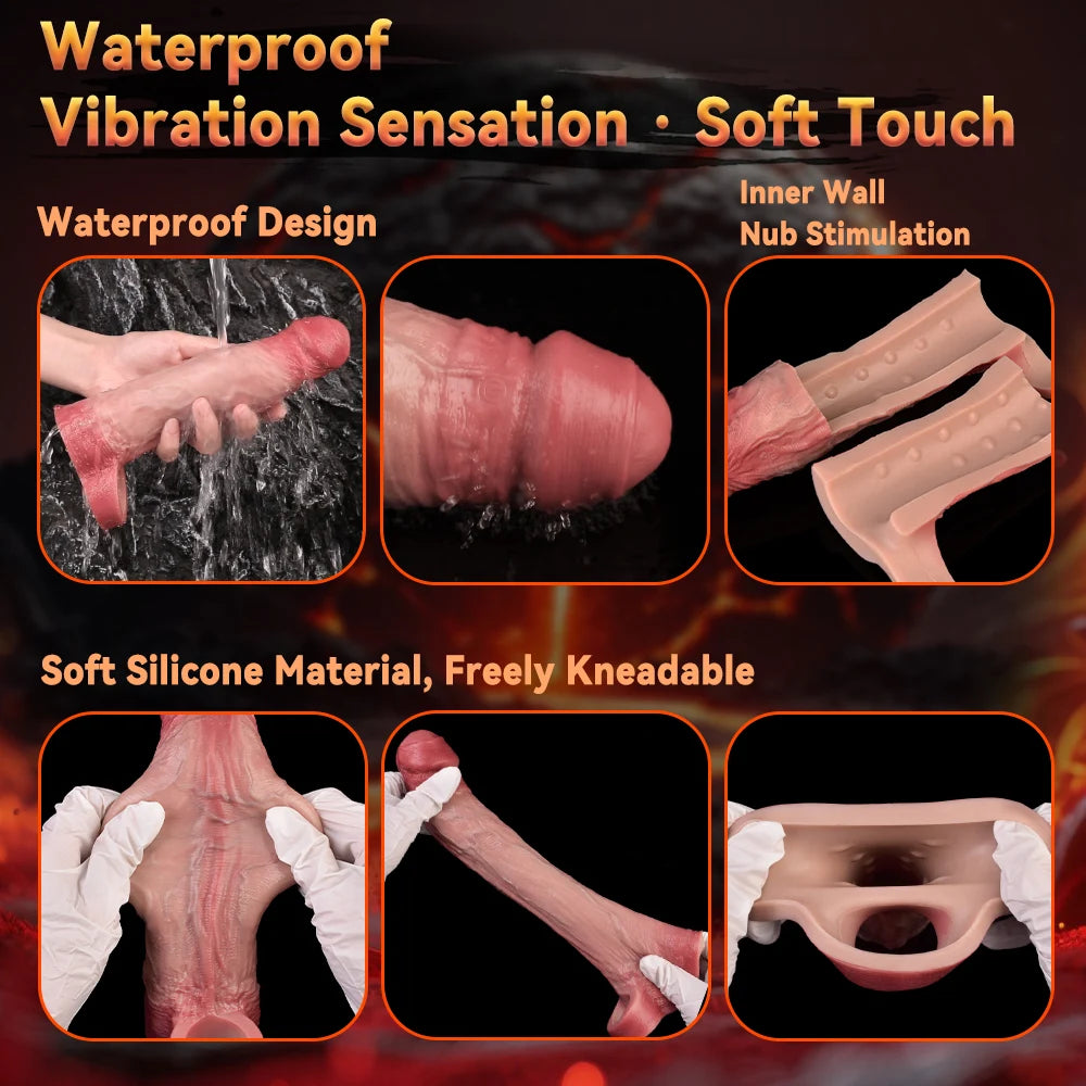 Glen 8.5" × 2.2" Extra Large Thick Realistic Vibration Penis Sleeve Extender