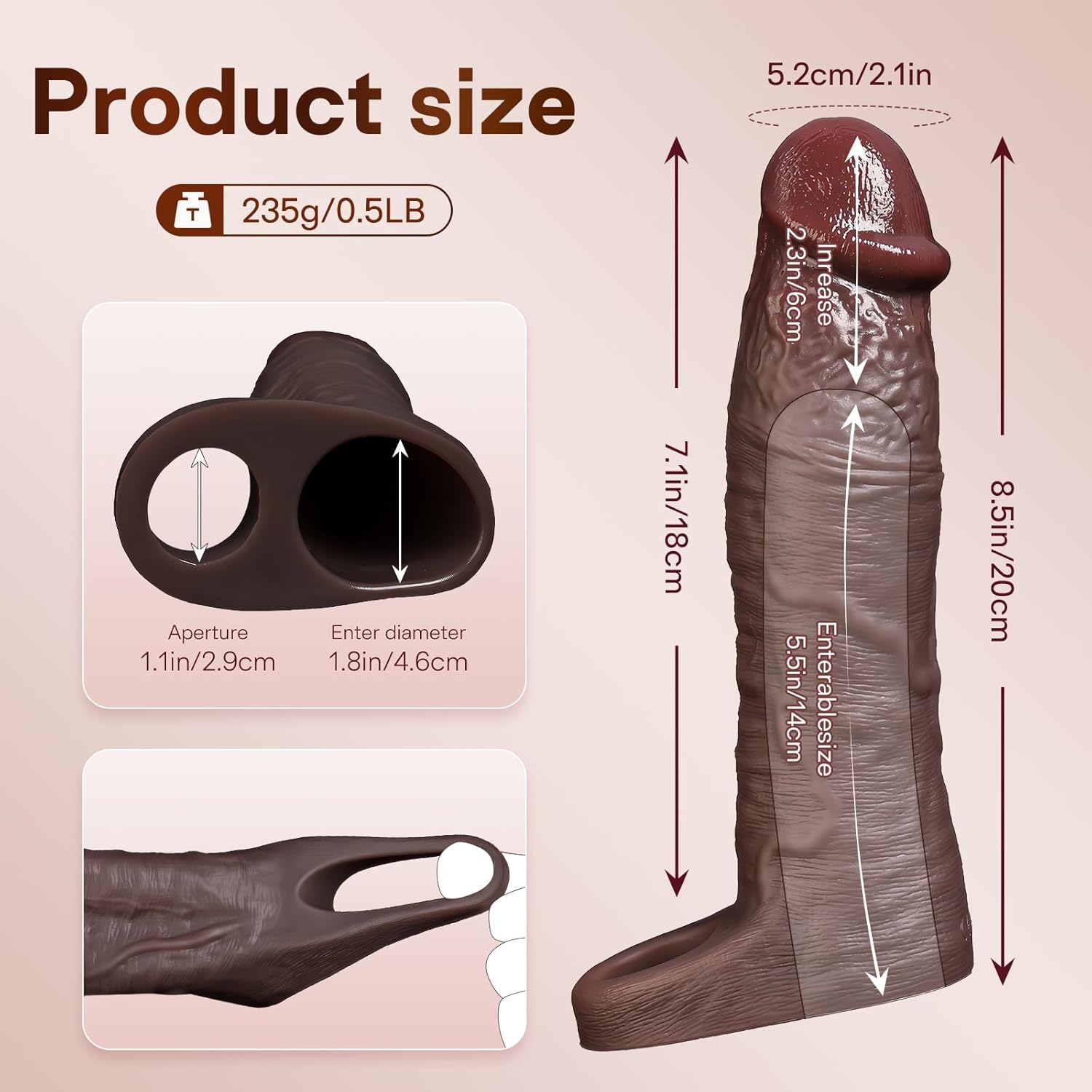 Joss 8.5" × 1.8" Black Vibrating Penis Sleeve Extender