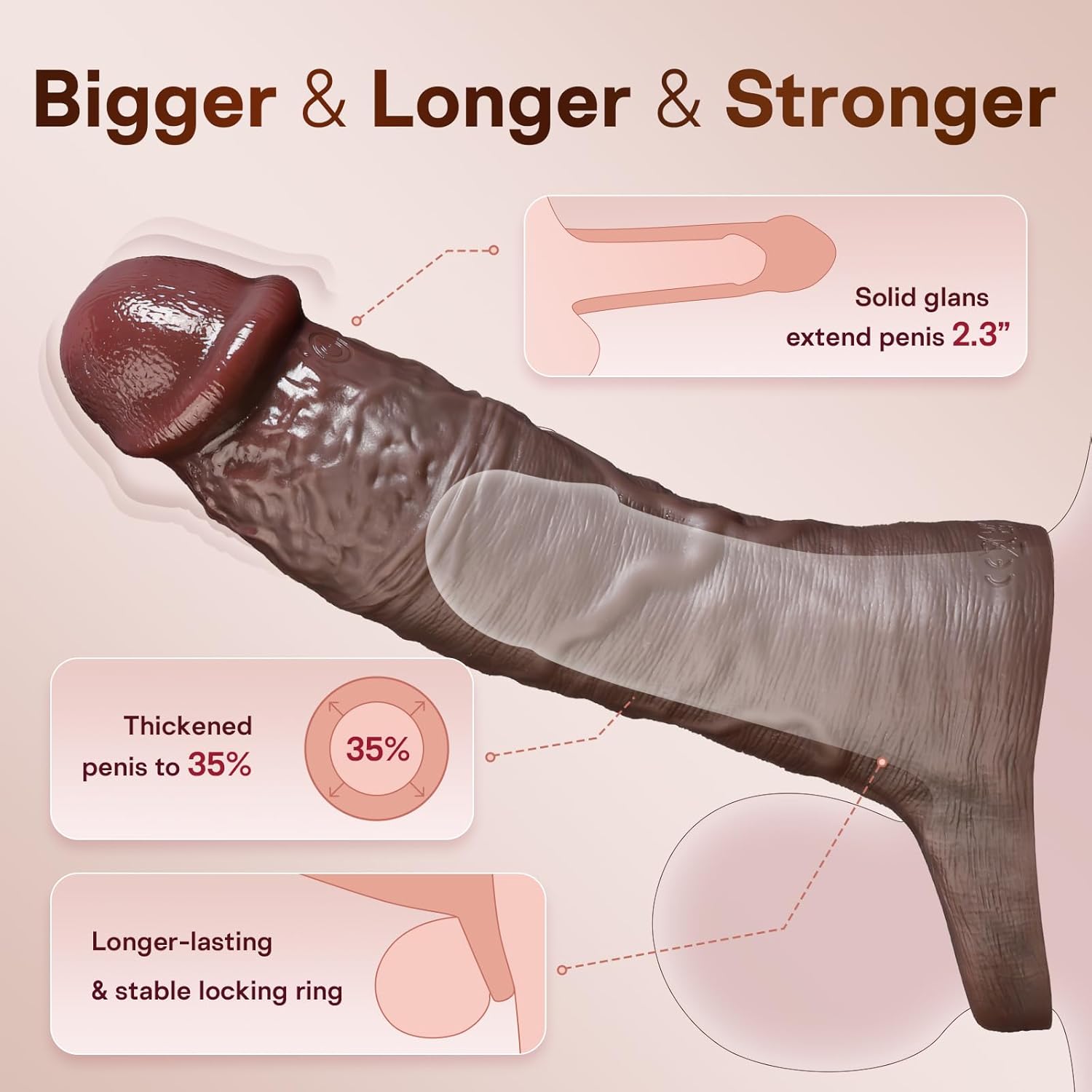 Joss 8.5" × 1.8" Black Vibrating Penis Sleeve Extender