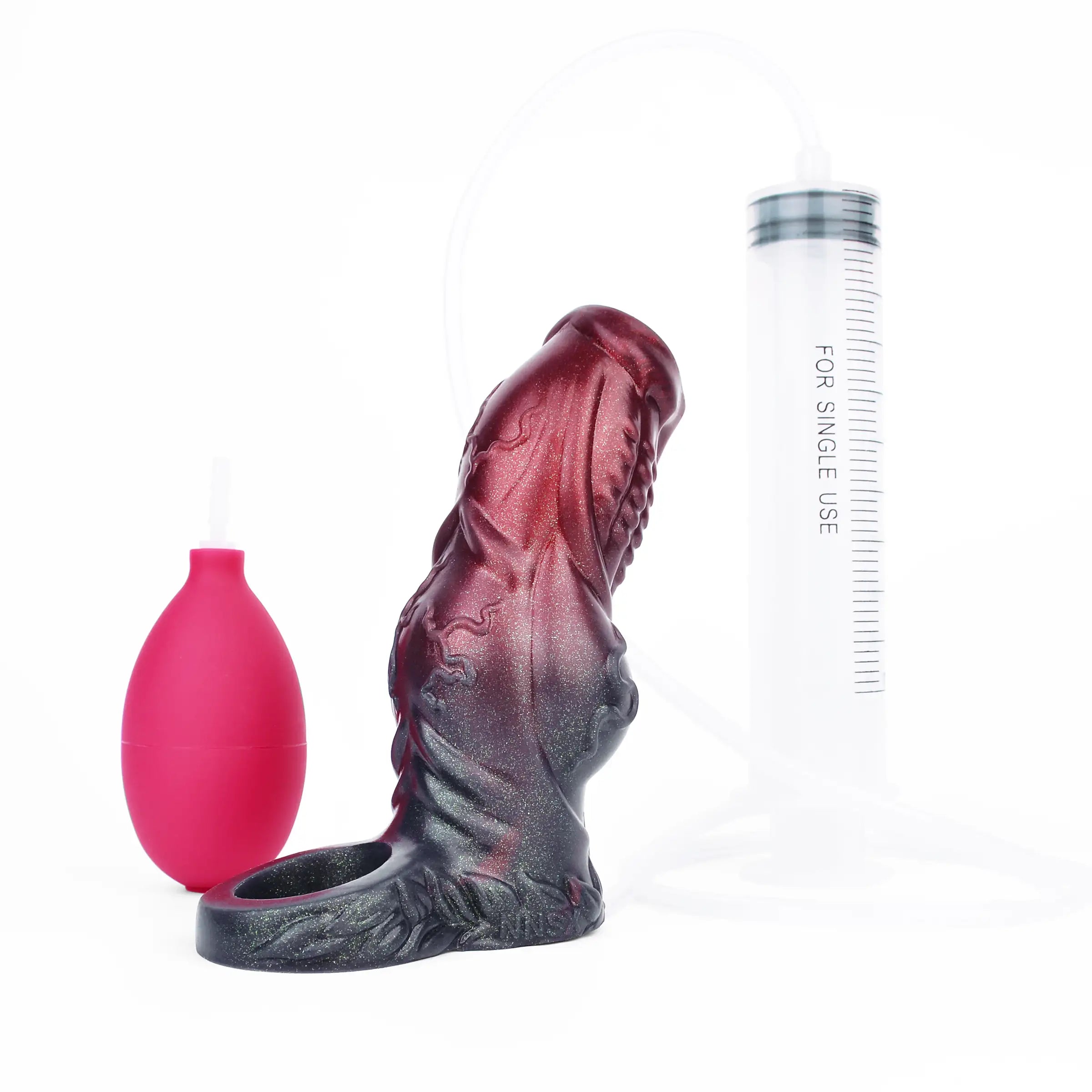 Lance 5.6" × 2.0" Black Realistic Penis Sleeve with Water Spraying Function