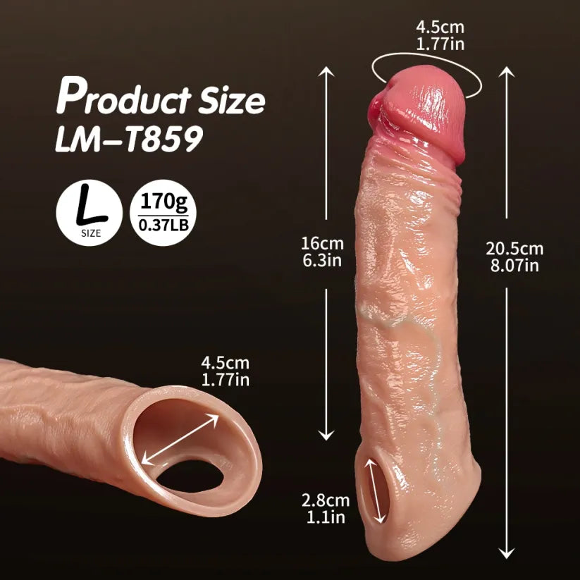 Leif 8"×1.8" Realistic Vibrating Penis Extender - 9 Powerful Vibration Modes