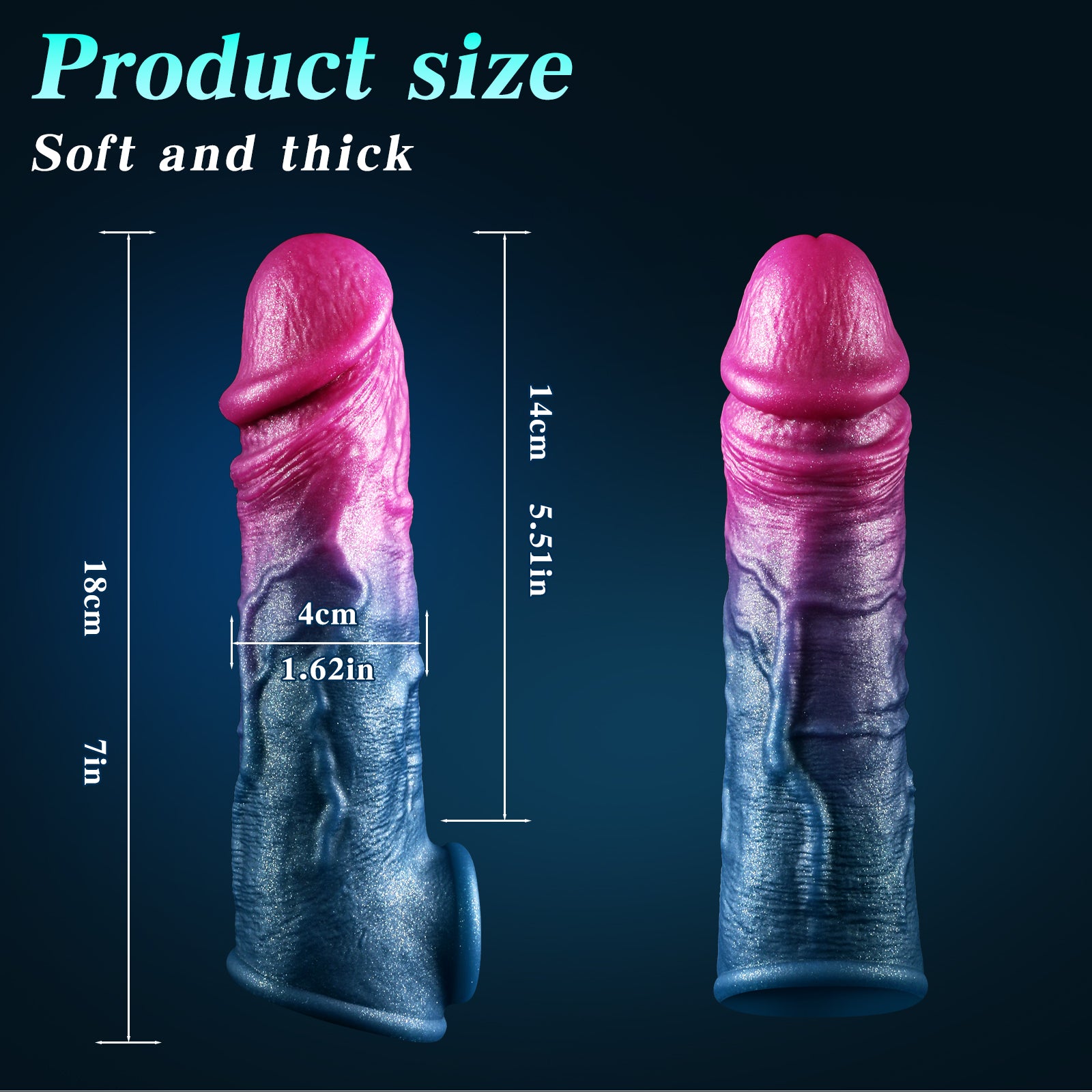 Rhys 7" x 1.6" Gradient-Colored Fantasy Penis Sleeve