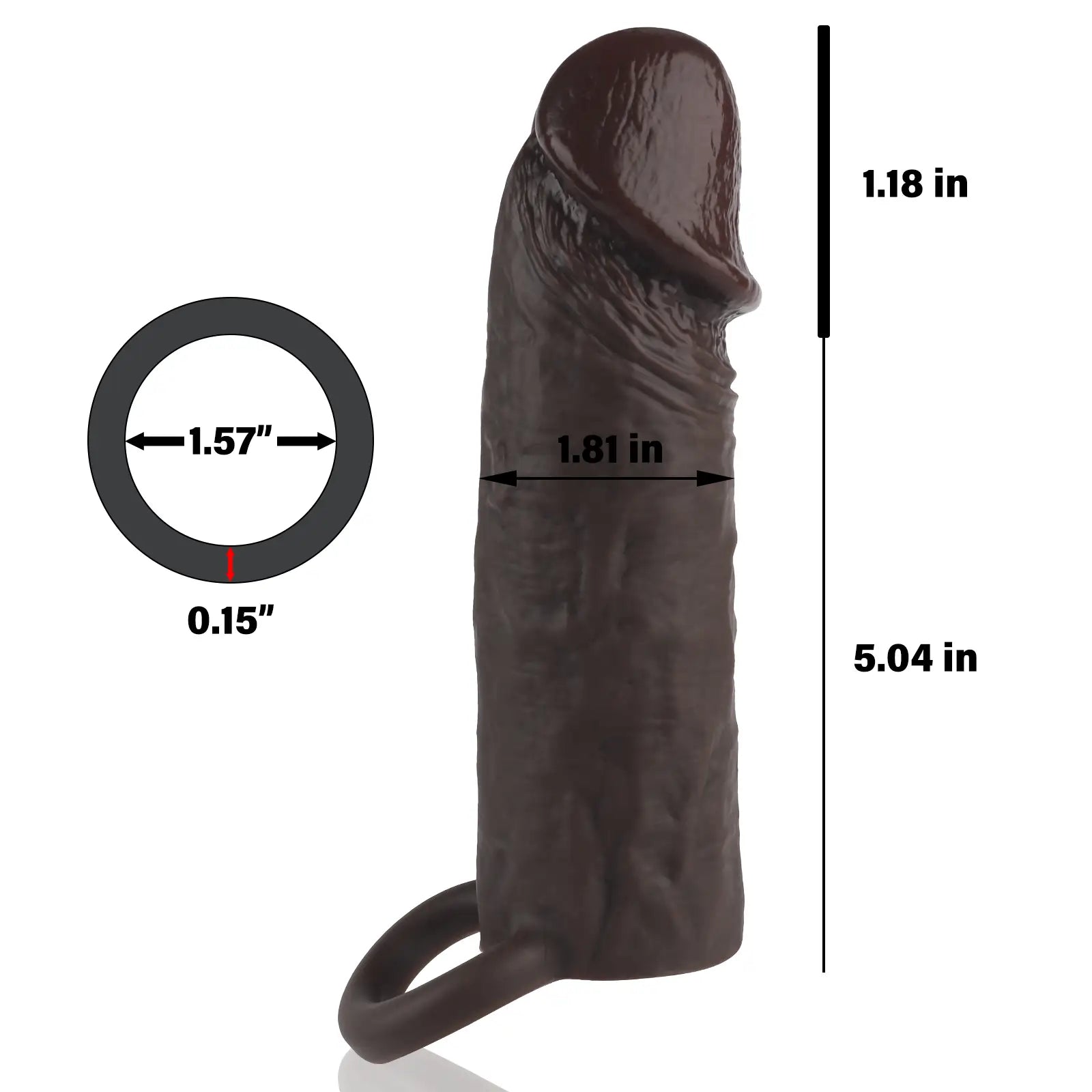 Roy 6.2“ x 1.8” Realistic Penis Extender Sleeve - Black
