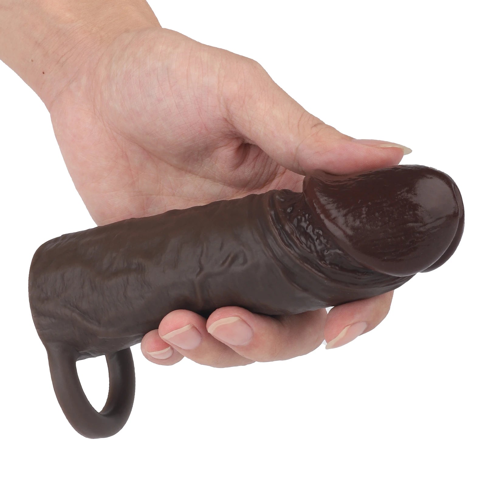 Roy 6.2“ x 1.8” Realistic Penis Extender Sleeve - Black