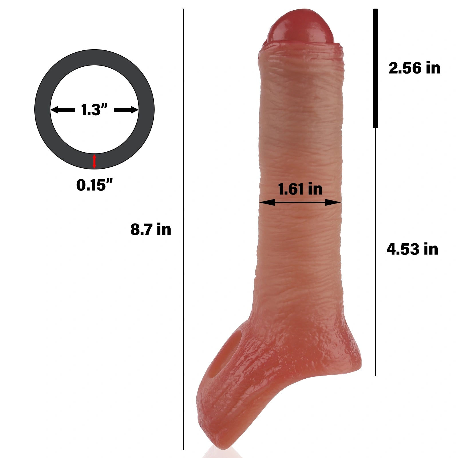 Todd 7.1" × 1.6" Vibrating Realistic Penis Sleeve Extender with Clitoral Stimulation