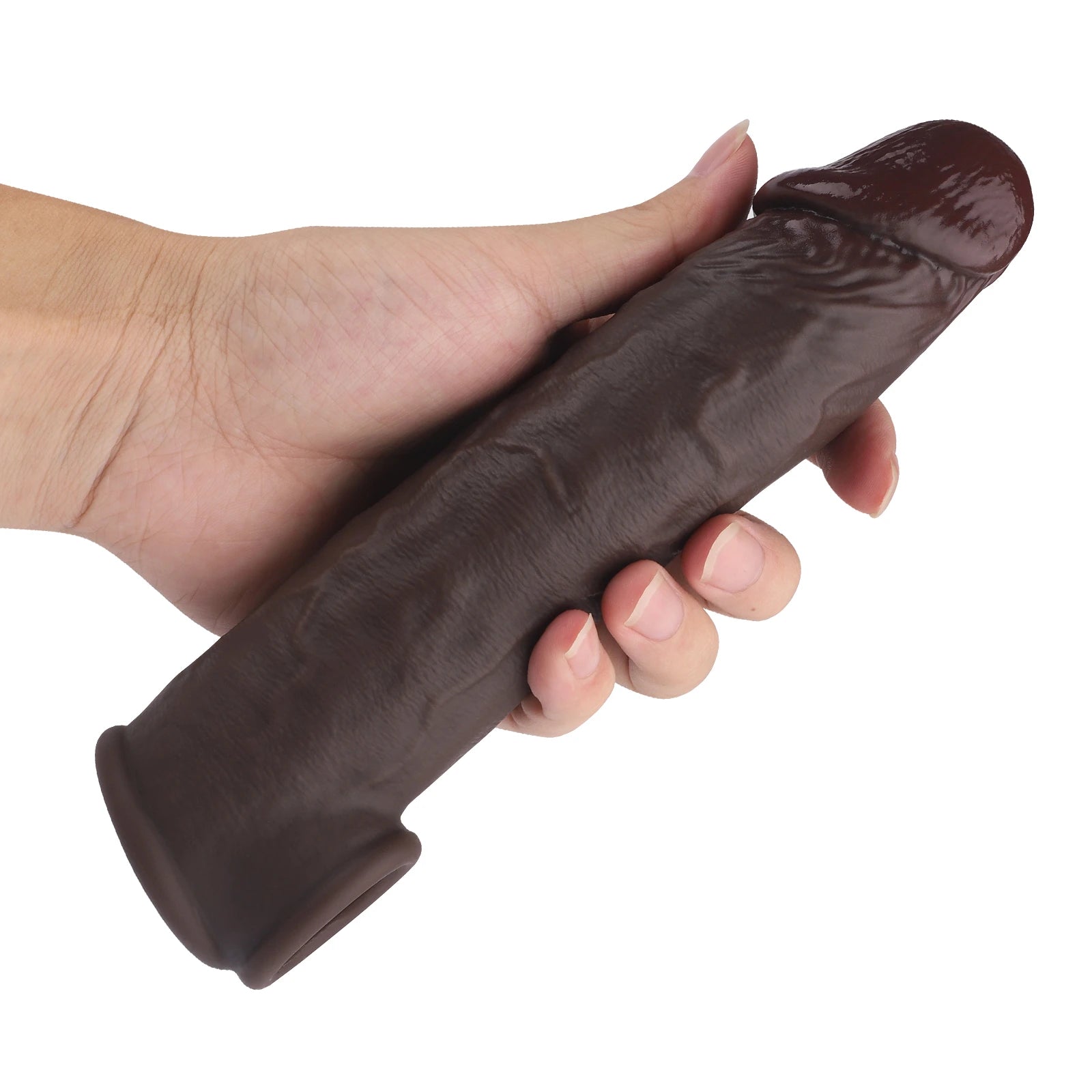 Wade 8.4" × 1.7" Deep Brown Soft Penis Sleeve Extender with Realistic Feel