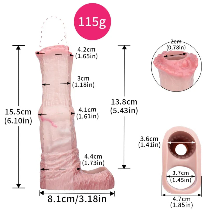 Western Realistic Stallion Fantasy Penis Sleeve - 2 Size Options for Penis Enhancement