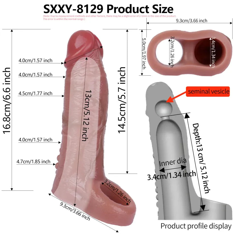 Zev 6.6“x1.7” Premium Comfort-Fit Penis Extender Sleeve | Ultra-Realistic Feel