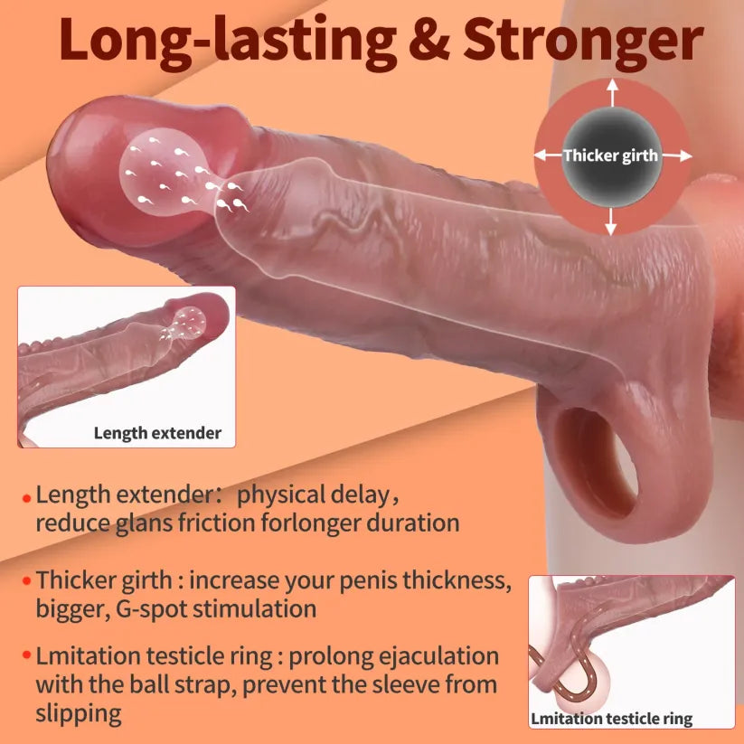 Zev 6.6“x1.7” Premium Comfort-Fit Penis Extender Sleeve | Ultra-Realistic Feel