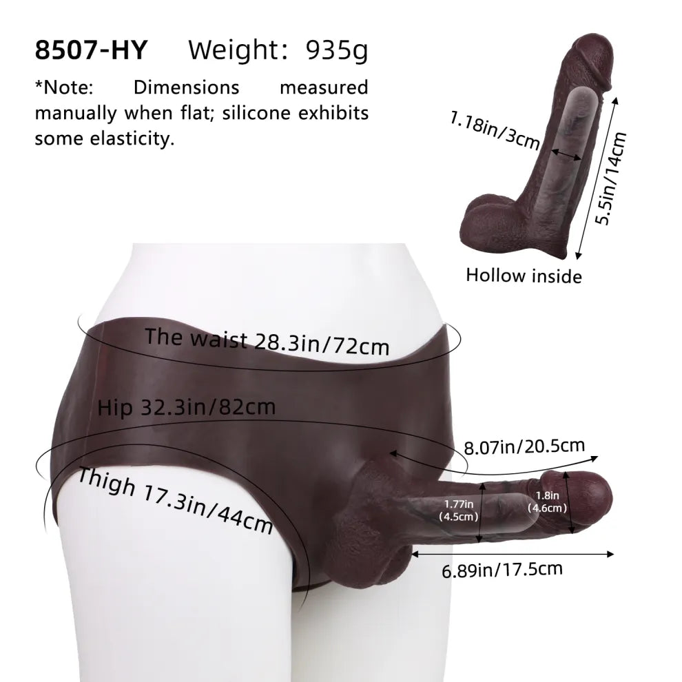 Zev 8.1" x 1.8" Realistic Black Wearable Penis Extender for Men