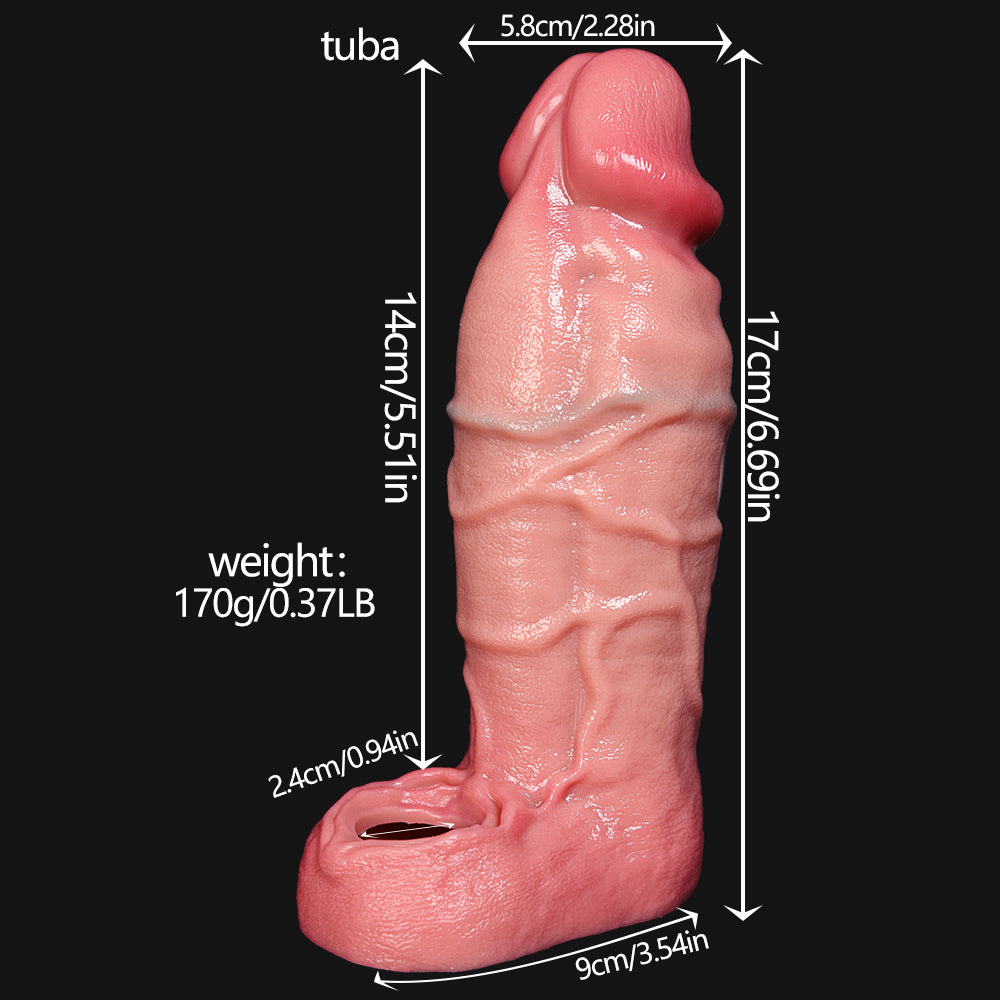 Arlo 7.3" × 2.3" Realistic Penis Extender Sleeve with Cock Ring