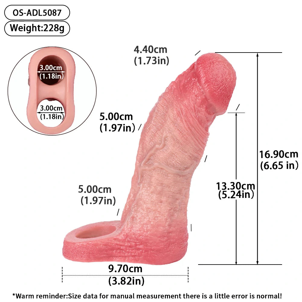 Derek 6.6" × 1.9" Real Skin Soft Penis Sleeve Extender