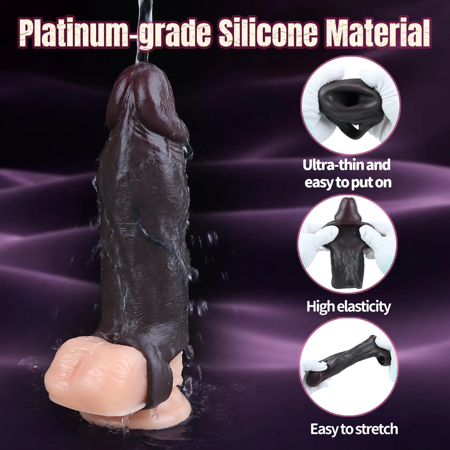 Axel 6.2" × 1.7" Realistic Black Silicone Penis Girth Enhancer for Extra Thickness