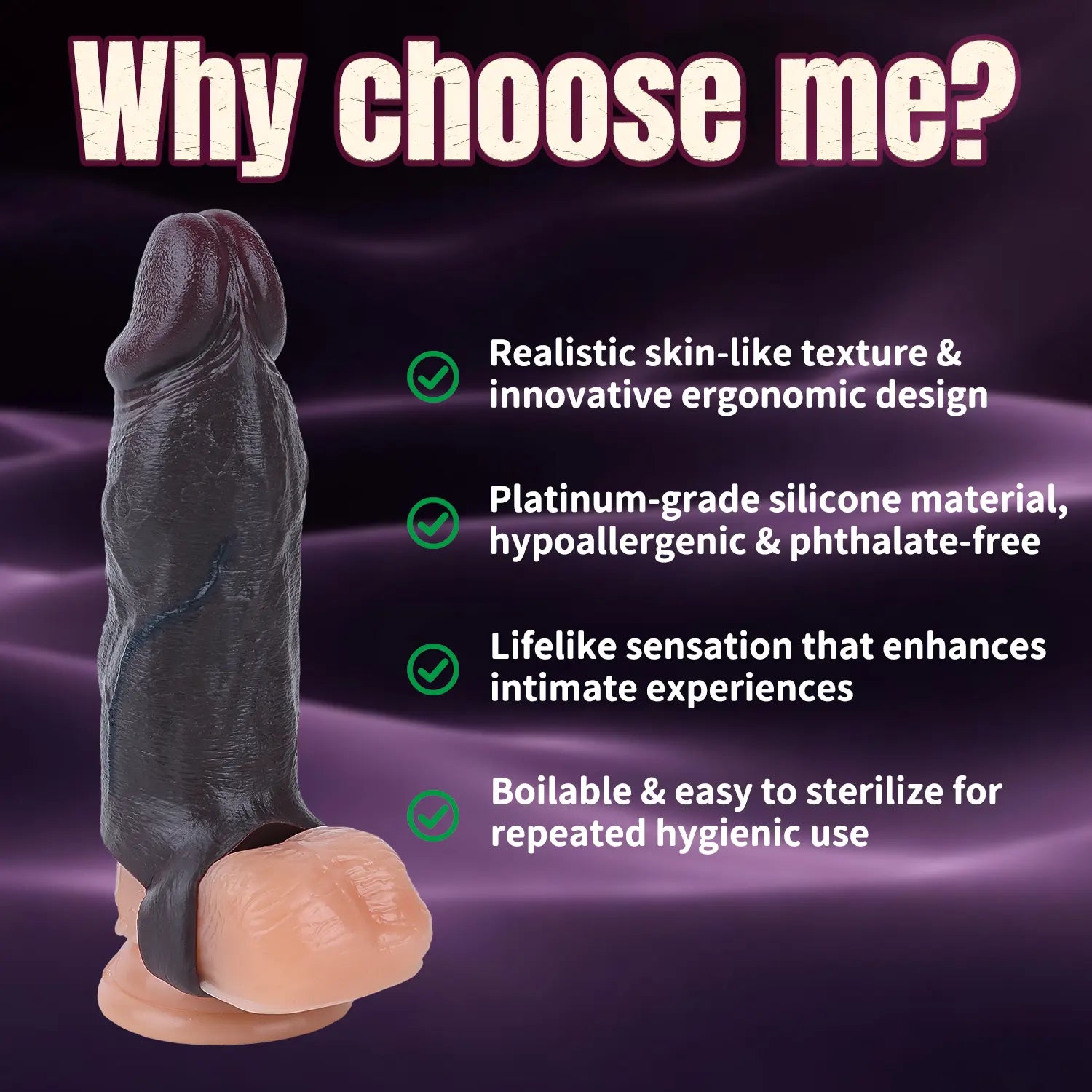 Axel 6.2" × 1.7" Realistic Black Silicone Penis Girth Enhancer for Extra Thickness