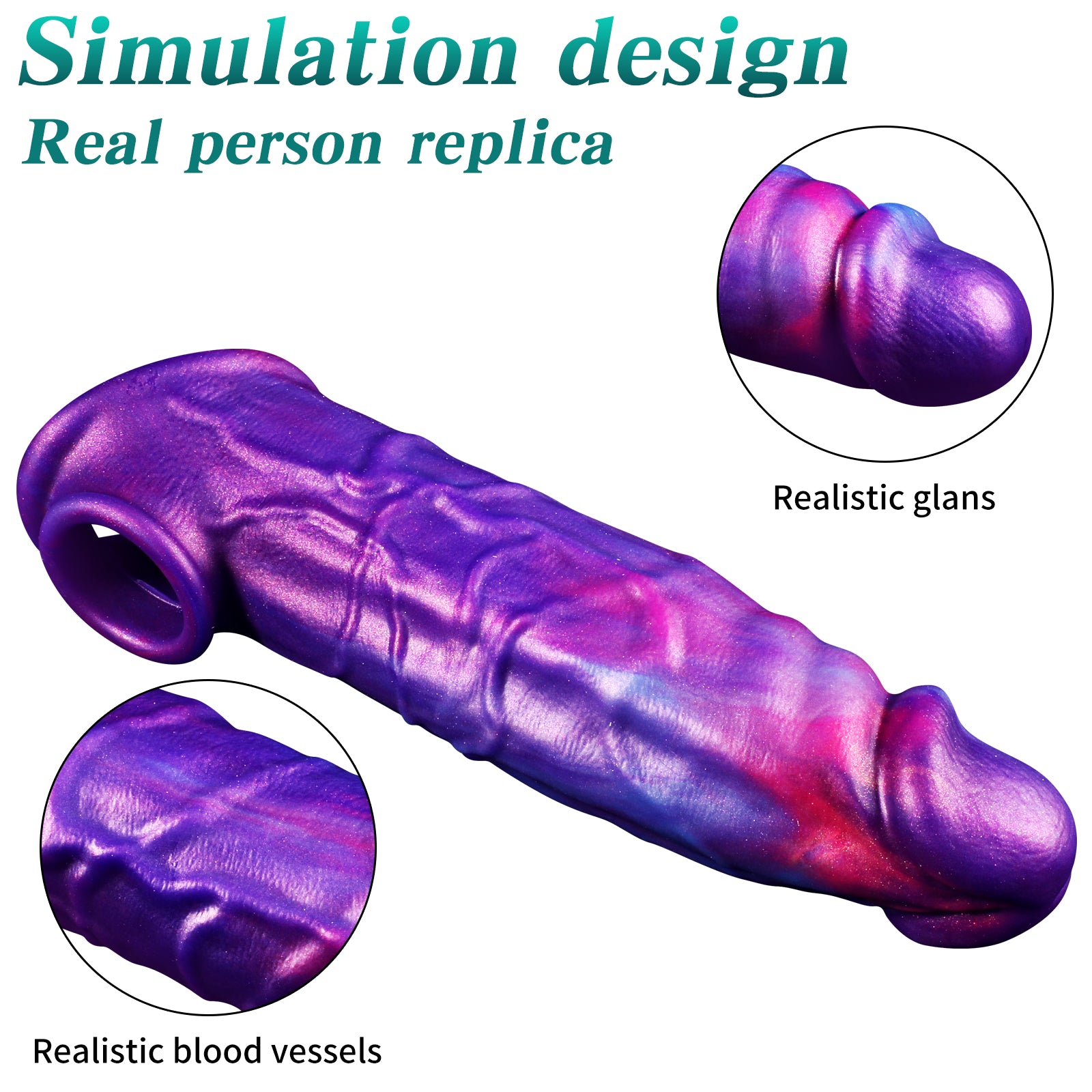 Beau 7.8" x 1.7" Purple Fantasy Couples’ Sleeve - Premium Textured