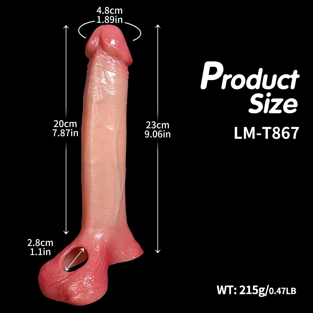 Beau 9.1" × 1.9" Vibrating Realistic Silicone Penis Girth Enhancer - Pleasure Vibration & Comfort Fit