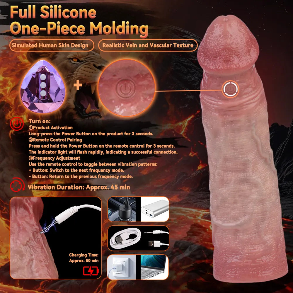 Brett 7.4" × 1.81" Realistic Vibrating Penis Sleeve Extender with Remote