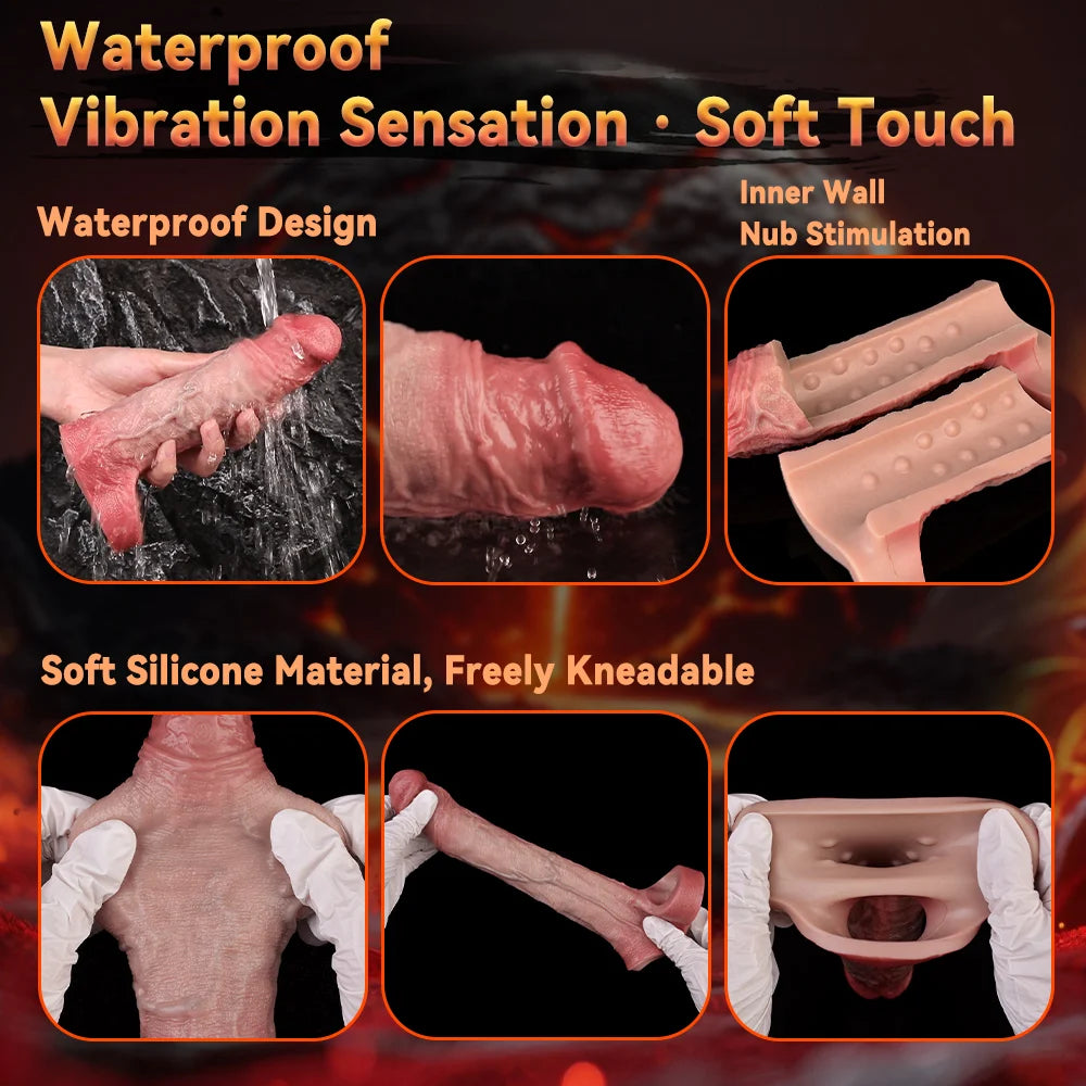 Brett 7.4" × 1.81" Realistic Vibrating Penis Sleeve Extender with Remote