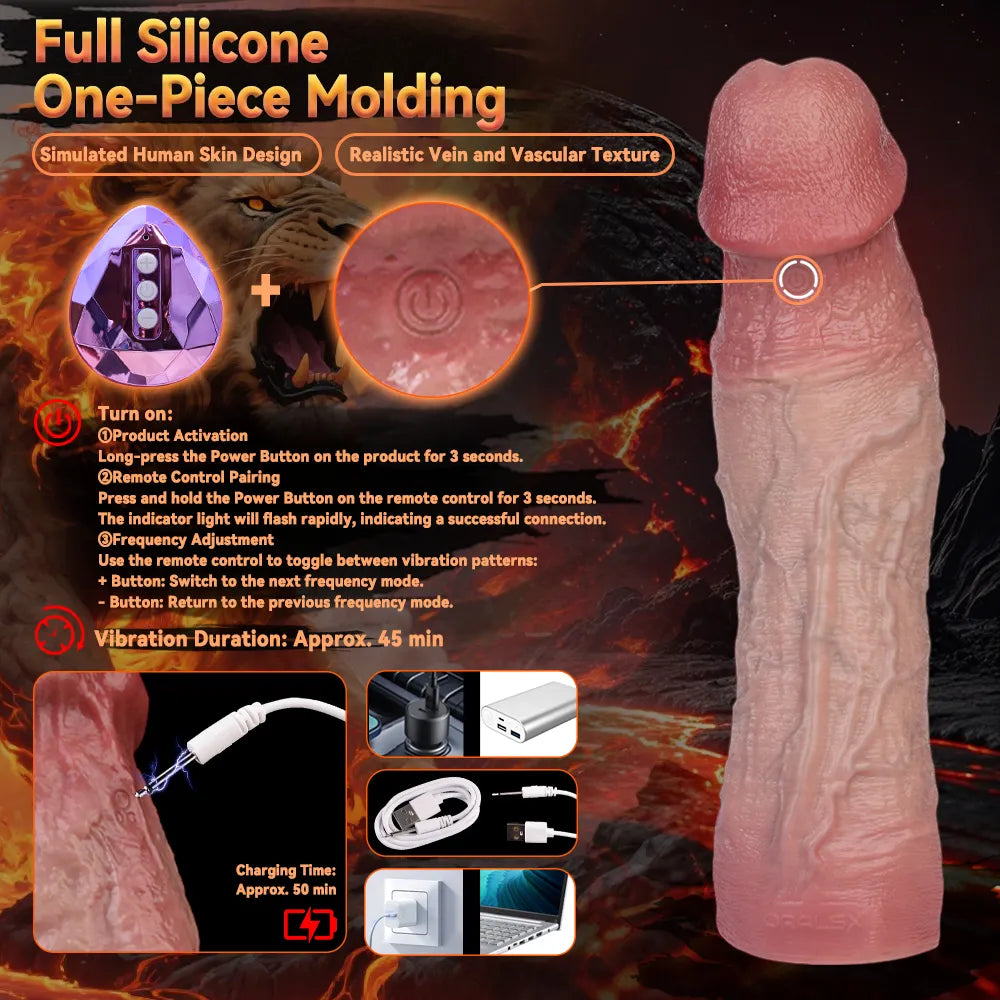Cole 9.1" × 2.2" Vibrating Realistic Silicone Penis Girth Enhancer - Pleasure Vibration & Comfort Fit