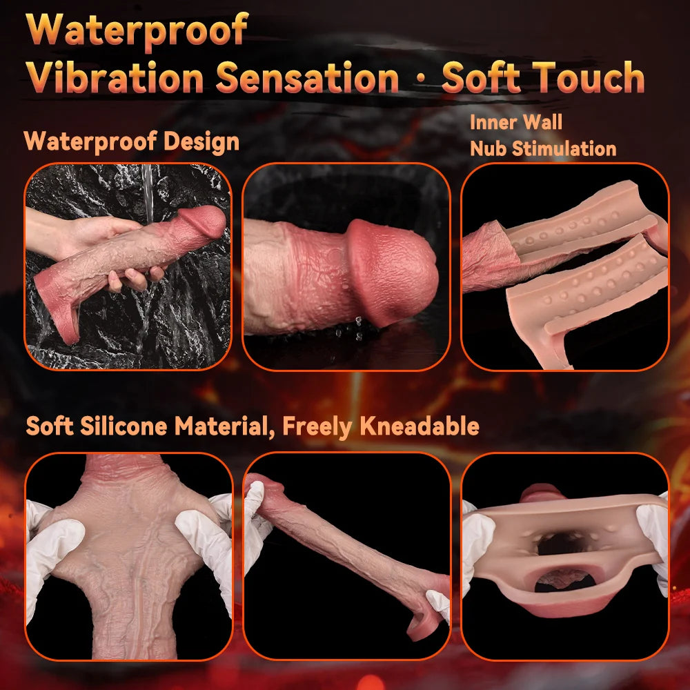 Cole 9.1" × 2.2" Vibrating Realistic Silicone Penis Girth Enhancer - Pleasure Vibration & Comfort Fit
