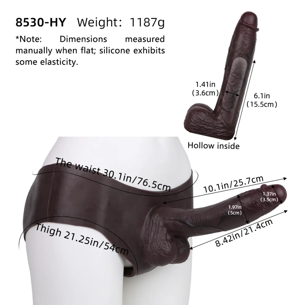 Eyra 10" x 2" Discreet Wearable Enhancement - Body-Safe Natural Feel Black