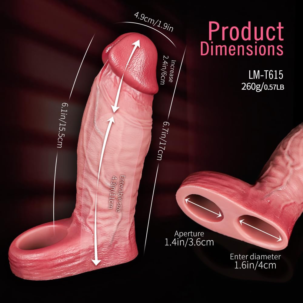 Finn 6.7"x1.6" istic Silicone Penis Sleeve Vibrator with Cock Ring