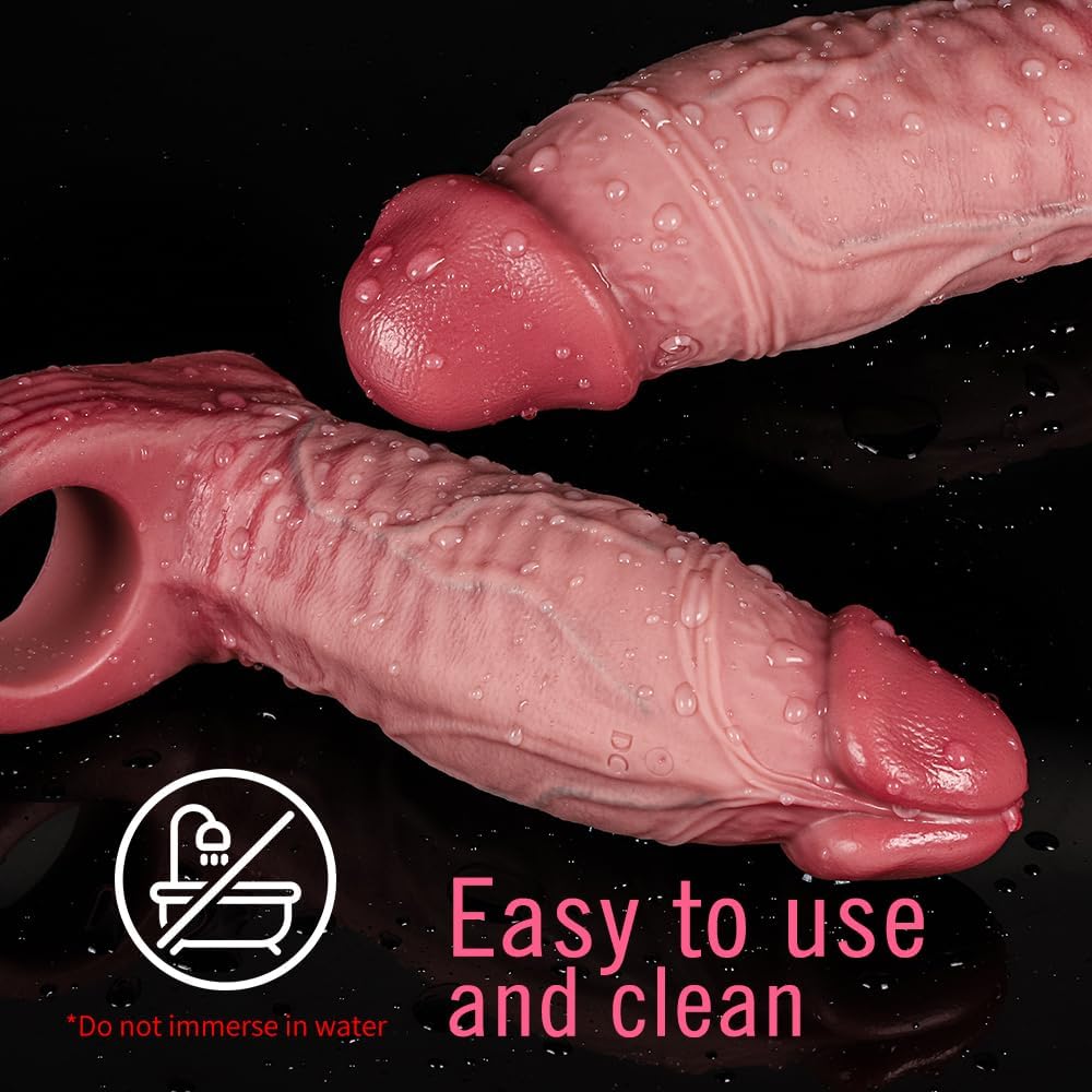 Finn 6.7"x1.6" istic Silicone Penis Sleeve Vibrator with Cock Ring