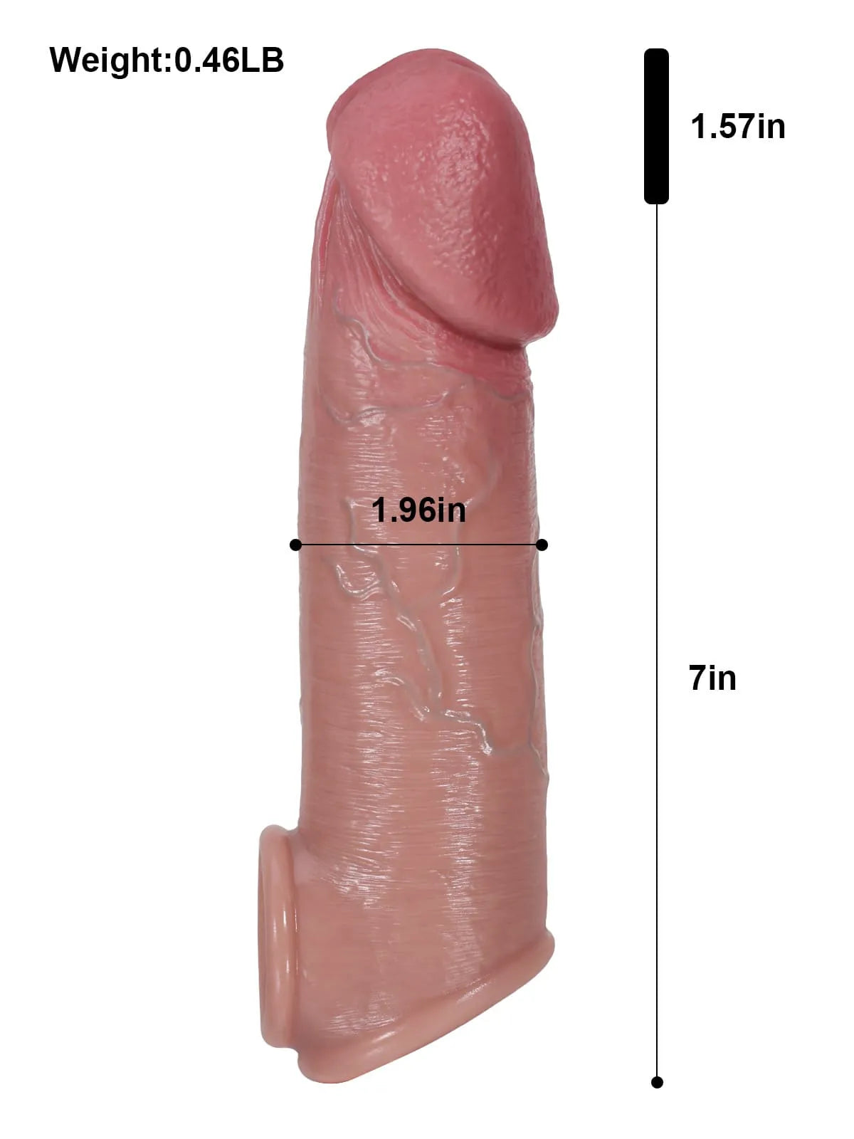 Hugh 8.5” x 2” Girth Big Glans Realistic Huge Penis Sleeve Extender