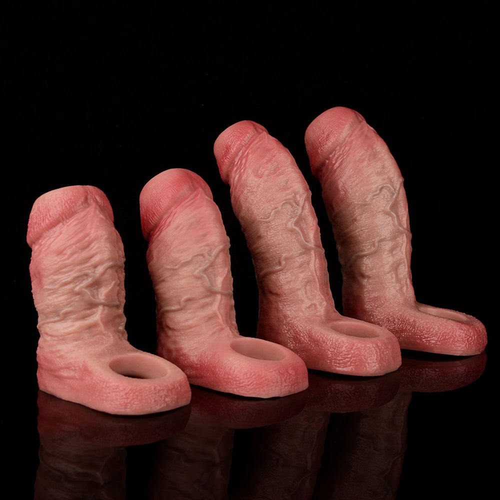 Jay 6.7” × 2.01” Realistic Silicone Penis Girth Sleeve Extender (S/M/L/XL)
