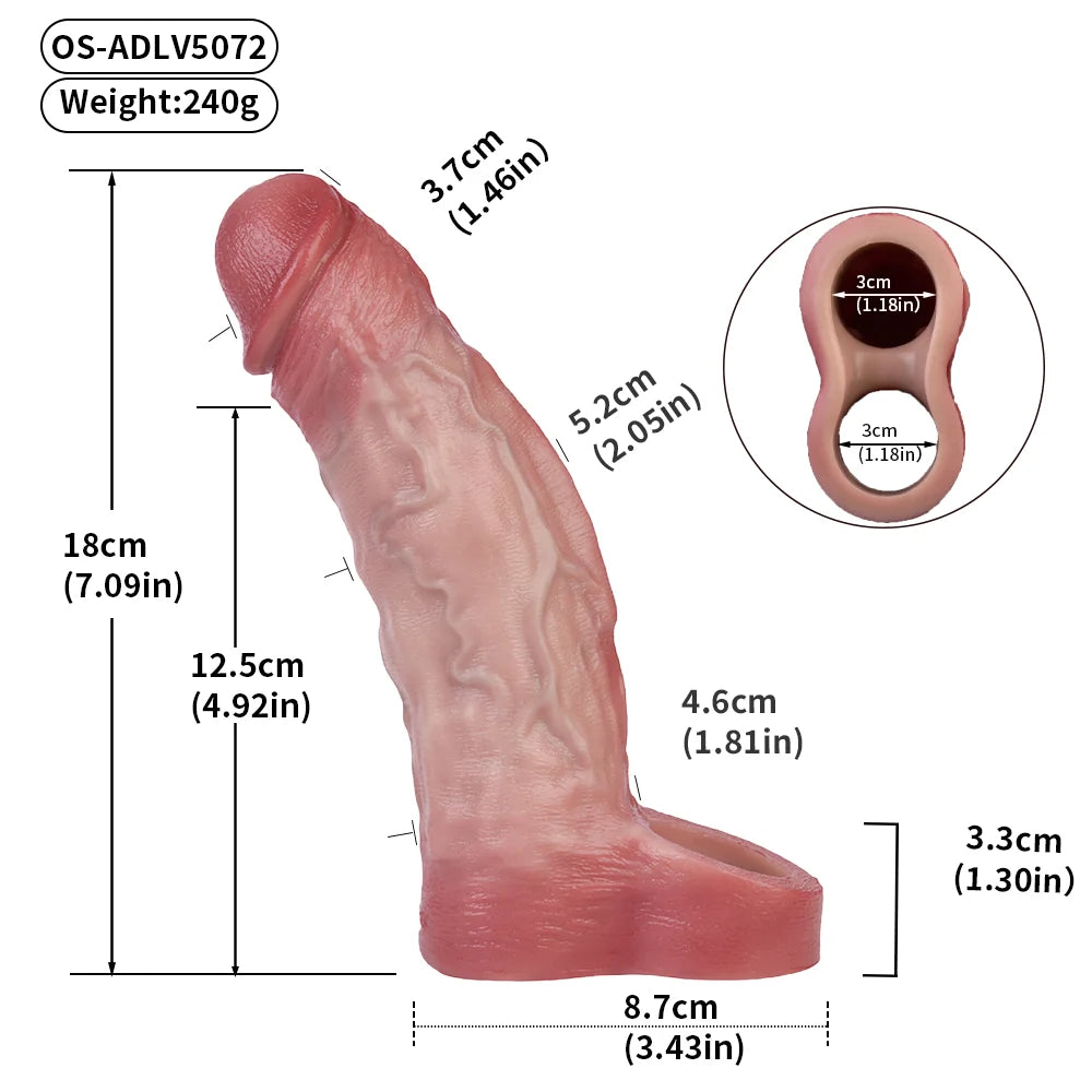 Jett 7.1" × 2" Realistic Silicone Penis Extension Sleeve