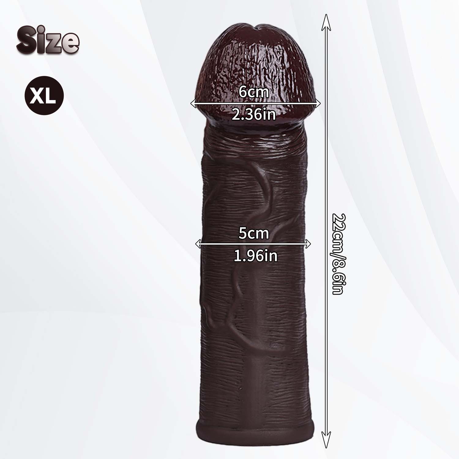 Jett 8.6" × 2" Premium Realistic Black Silicone Penis Sleeve - Big Glans