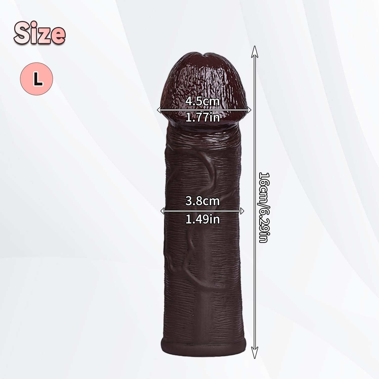 Jett 8.6" × 2" Premium Realistic Black Silicone Penis Sleeve - Big Glans