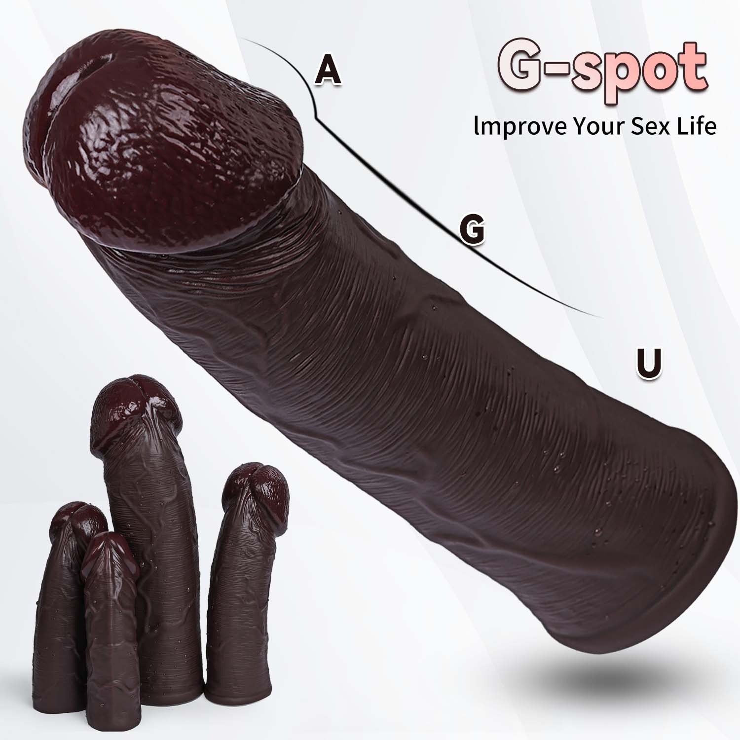 Jett 8.6" × 2" Premium Realistic Black Silicone Penis Sleeve - Big Glans