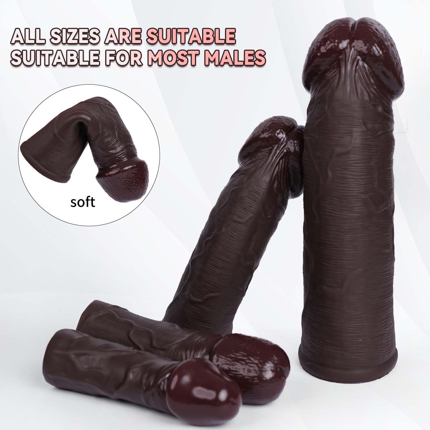 Jett 8.6" × 2" Premium Realistic Black Silicone Penis Sleeve - Big Glans