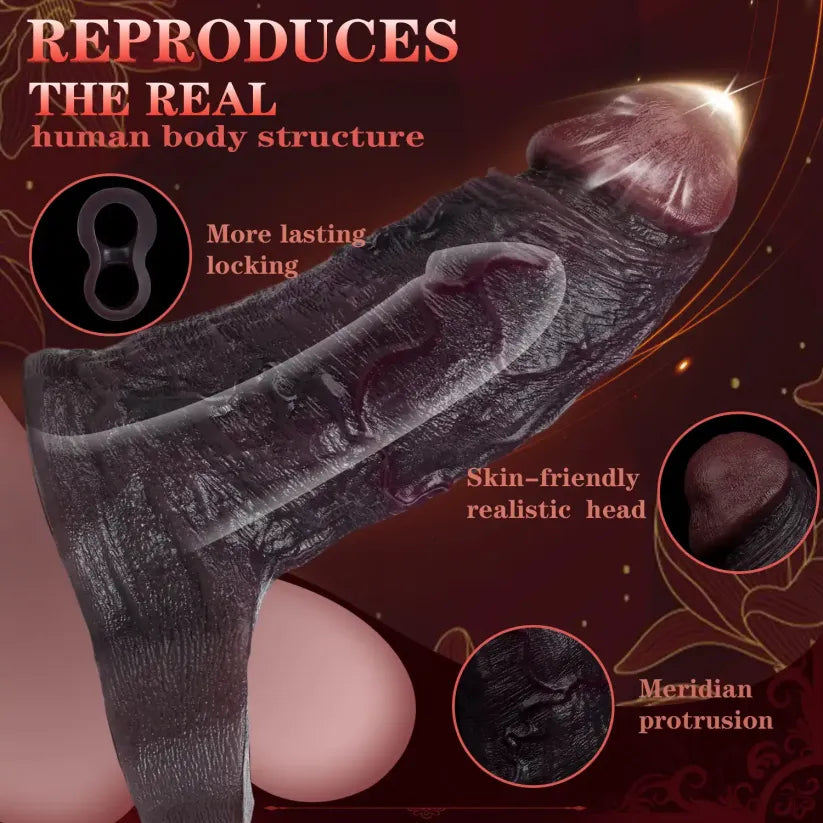 Jett Realistic Silicone Penis Extender Sleeve - Delay Enhancer for Enhanced Couple Intimacy
