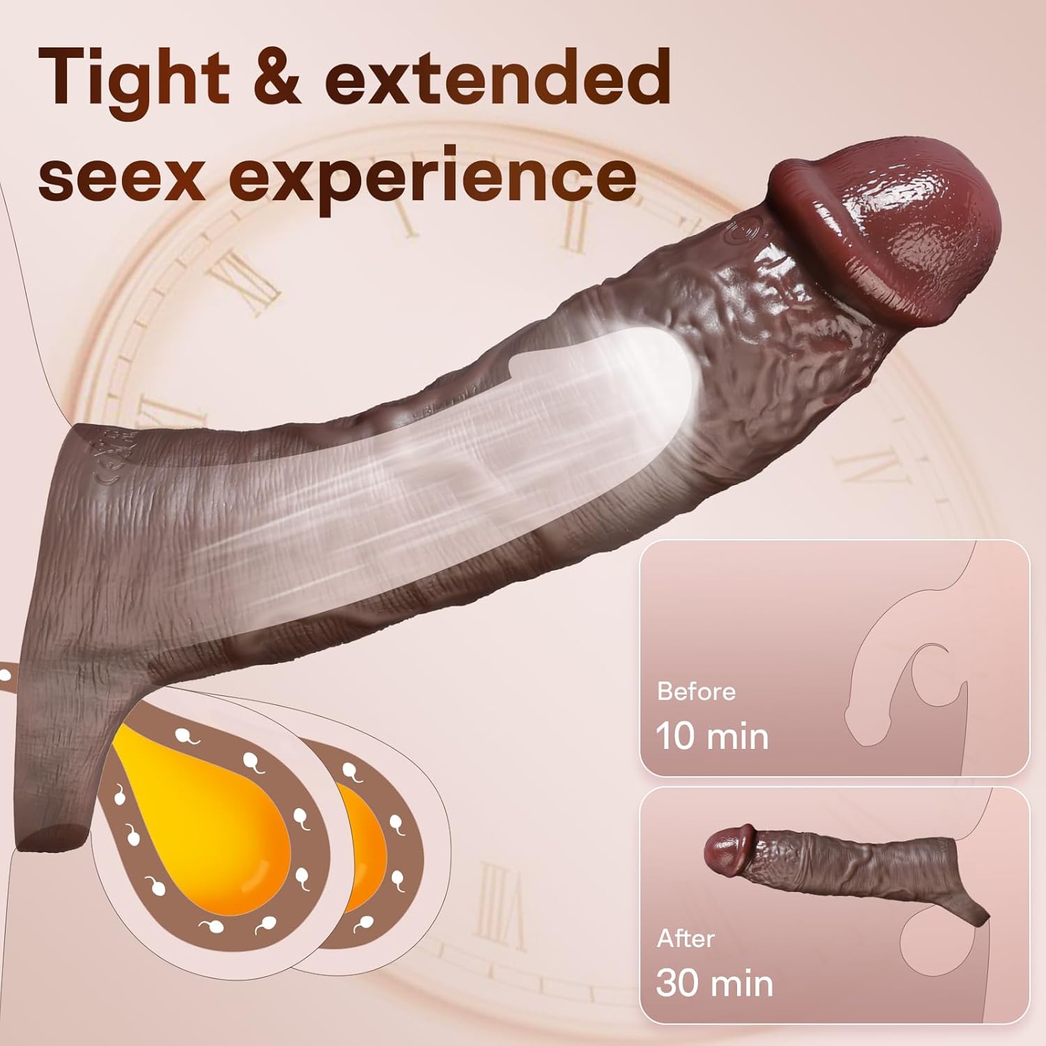 Joss 8.5" × 1.8" Black Vibrating Penis Sleeve Extender 
