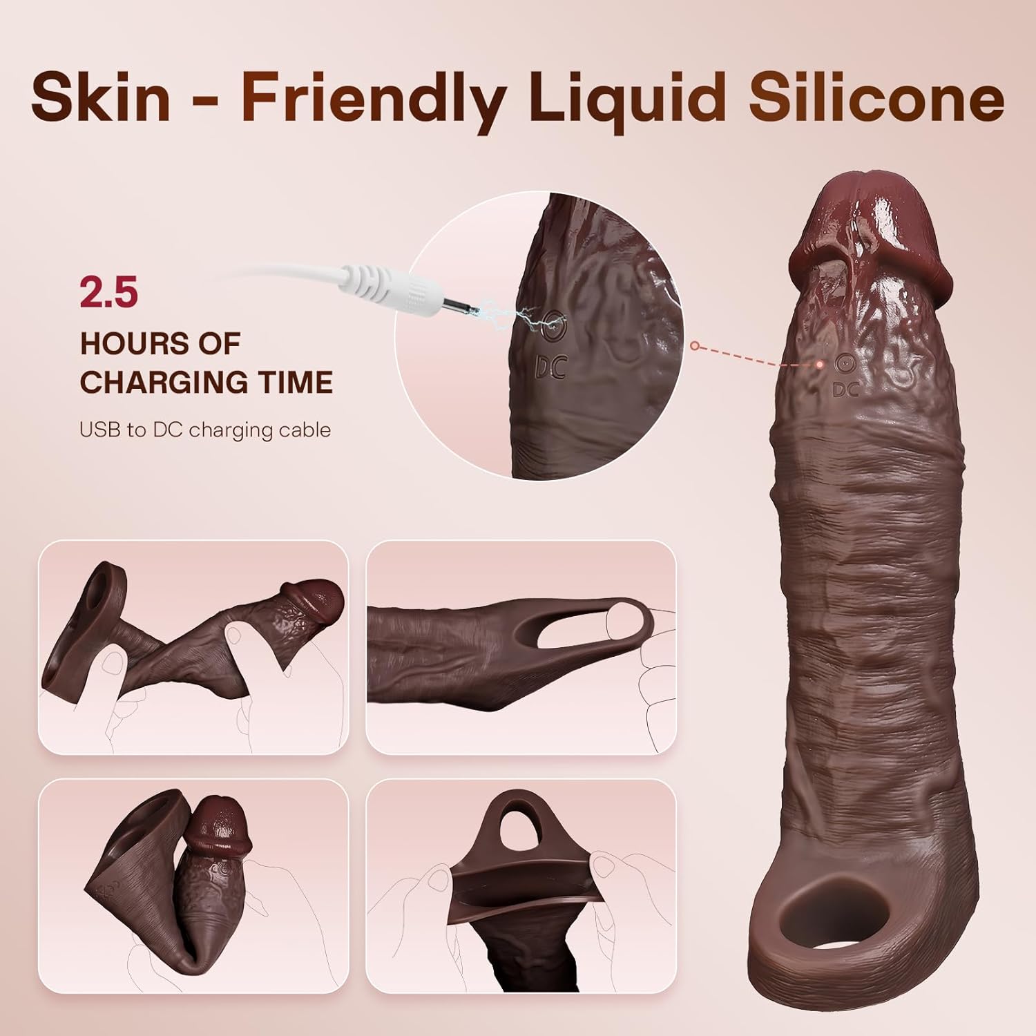 Joss 8.5" × 1.8" Black Vibrating Penis Sleeve Extender 