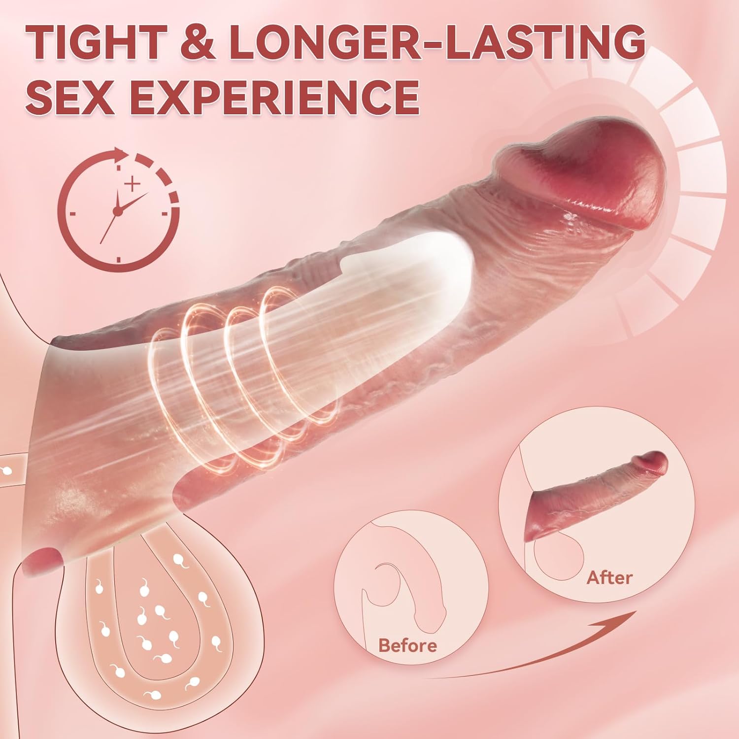 Jude 8.4"×2" Thick Silicone Sleeve Vibrator - Girth Enhancer for Men