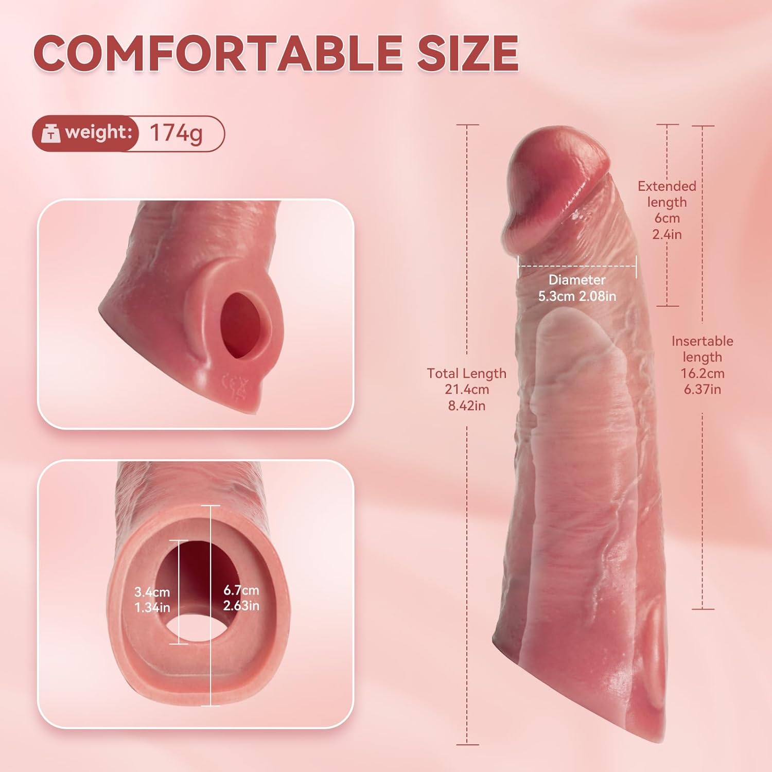 Jude 8.4"×2" Thick Silicone Sleeve Vibrator - Girth Enhancer for Men