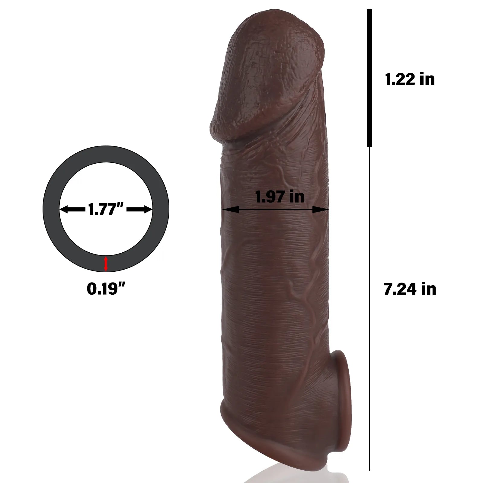 Leif 8.5" × 2.0" Realistic Black Silicone Penis Enhancer - Ergonomic Design & Discreet Comfort