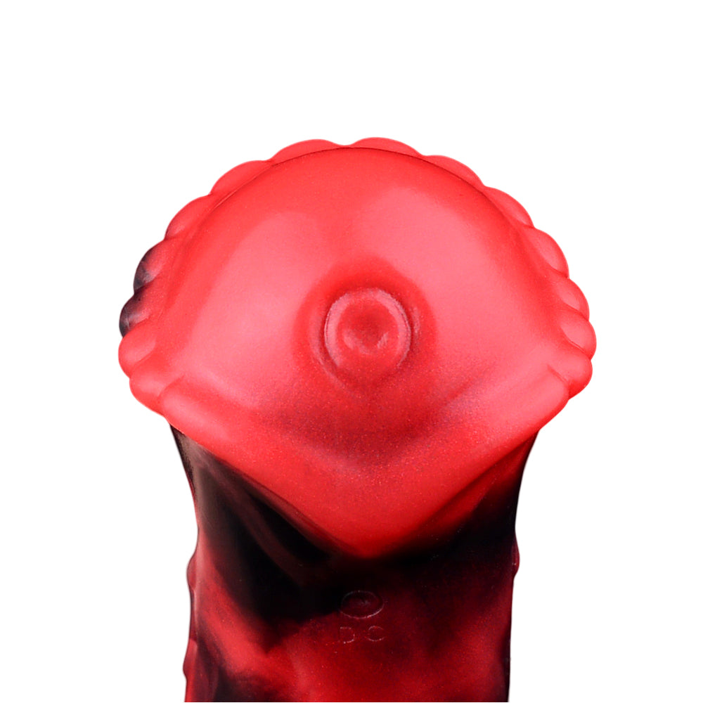Leo 7.2" × 1.7" Extra-Thick Fantasy Black and Red Vibrating Realistic Penis Sleeve Extender