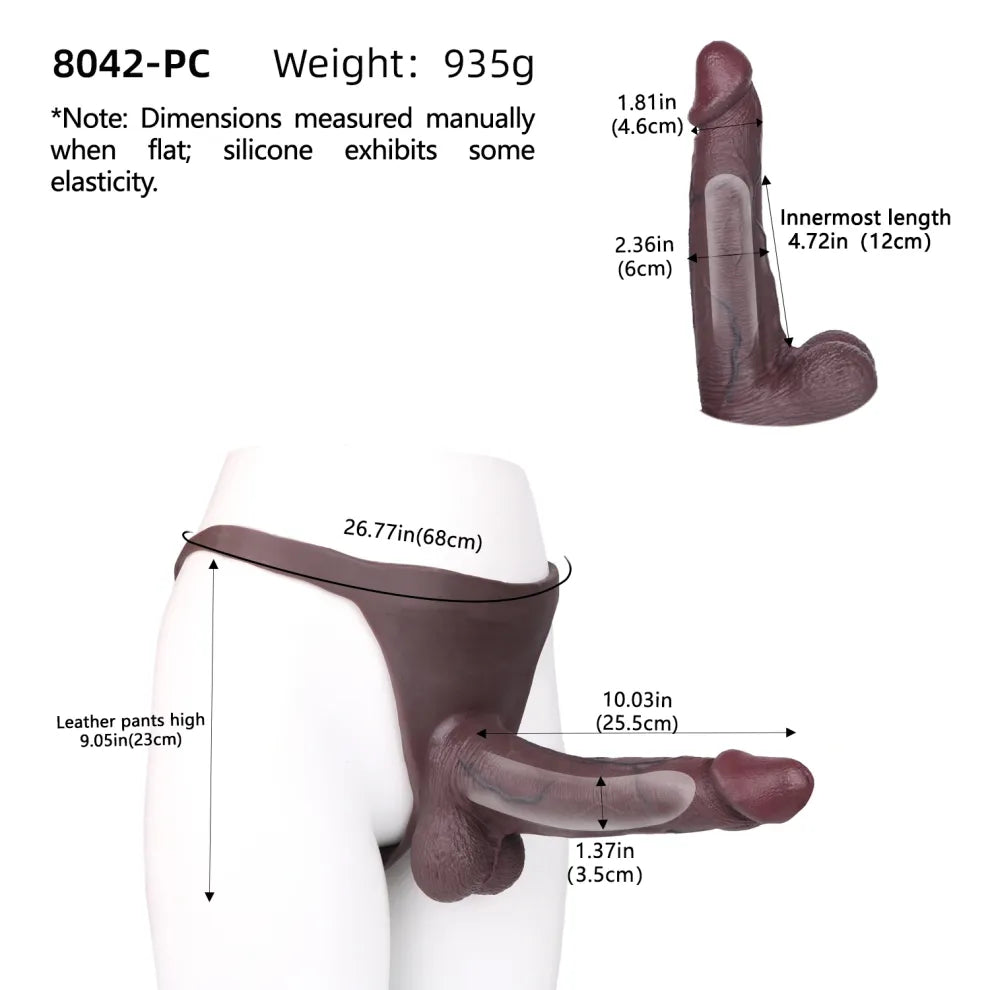 Lux 10"x2.3" Black Realistic Silicone Strap-On Dildo with Comfort Harness