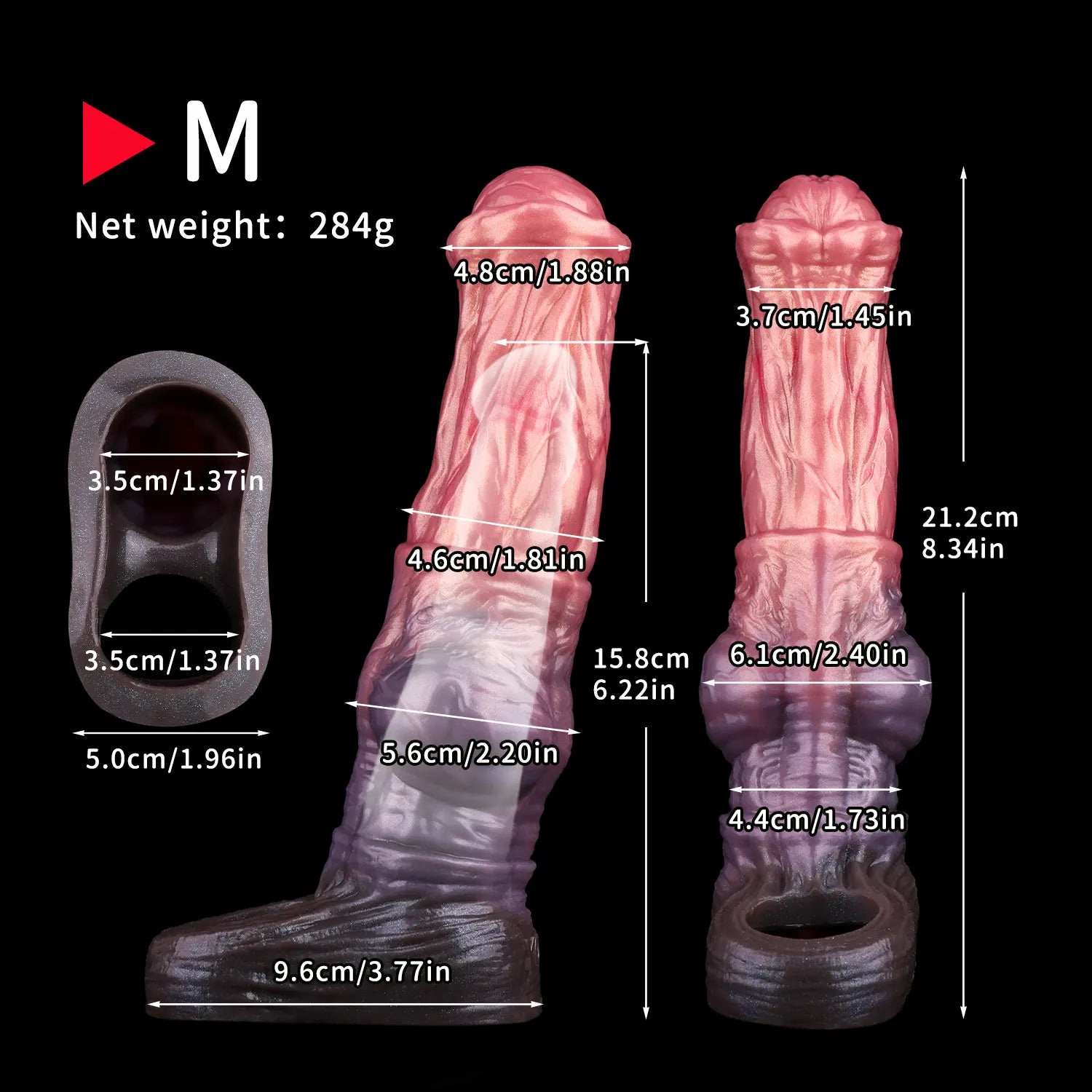Hercules 10" × 2.7" Fantasy Horse Penis Sleeve Extender – L/M/S