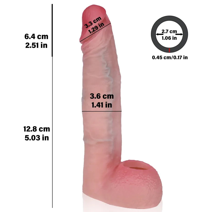 Mike 7.9"x1.4" Premium Dual-Color Realistic Penis Extension Sleeve - Adds Up to 2.5" Extra Length