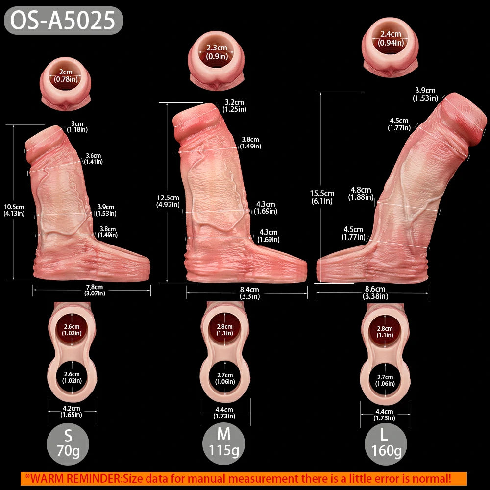 Vanguard 6.1” x 1.9” Silicone Realistic Penis Sleeve