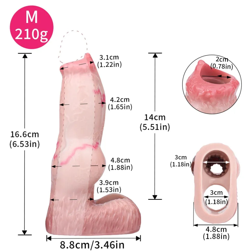 Realistic Pleasure Sleeve - 3 Size Options in Body-Safe Platinum Silicone for Enhancement & Stamina Support