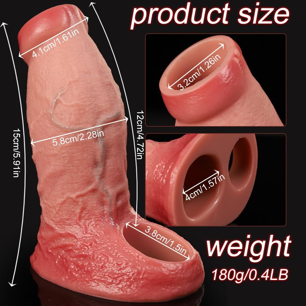 Rhys 5.9"x2.2" Thick Realistic Penis Extender Sleeve